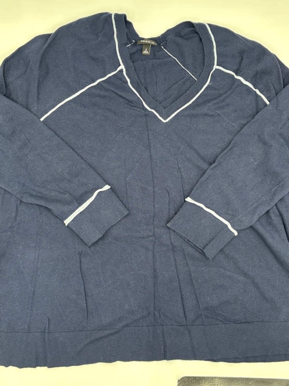 Torrid V-Neck Raglan Sweater in Peacoat